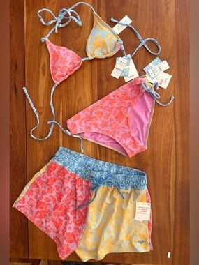 Roxy Tapestry Pathwork Bikini Top, Bottom & Boardshorts